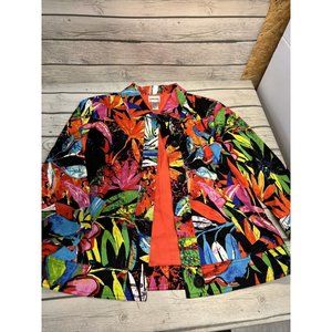 Vintage Chicos Design Boho Cotton/Spandex Floral Orange Design Size 1